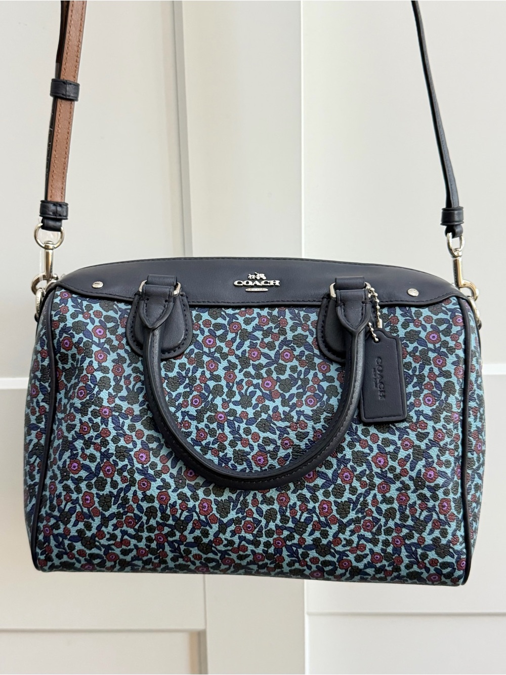 Coach F59445 Mini Bennett Ranch Floral Mist Cornflower Satchel NWT